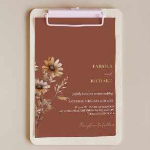 Elegant Monogram Photo Wildflower Wedding  Foil Invitation