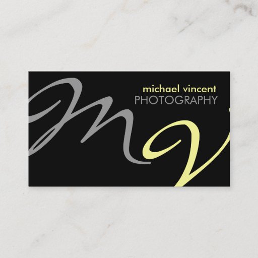 Customizable Elegant Monogram Photography Business Card