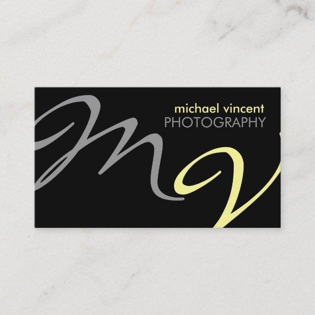 Elegant Monogram Photography Business Card (Front)