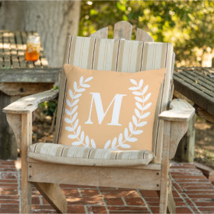 Elegant Monogram Pillow with Laurel Wreath Design