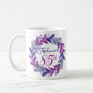 Elegant Monogram Pink and Purple 85th Birthday Coffee Mug