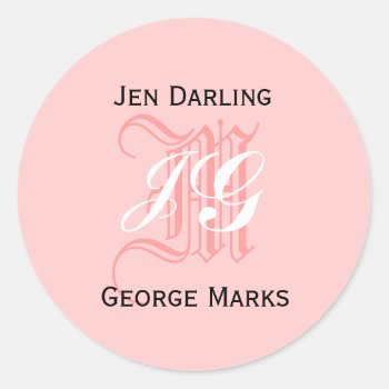Elegant Monogram Pink  Black  White Wedding Seal by ElegantMonograms at Zazzle