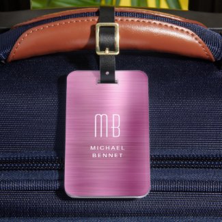 Elegant Monogram Pink Brushed Metal