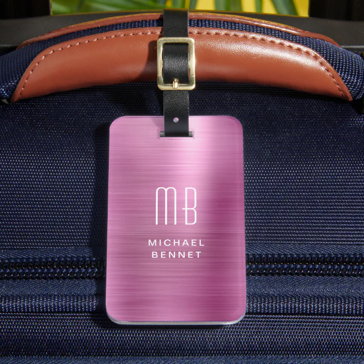 pink luggage tags