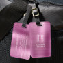 Elegant Monogram Pink Brushed Metal Luggage Tag