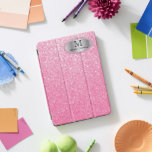 Elegant Monogram Pink Glitter and Silver iPad Pro Cover<br><div class="desc">Monogram iPad Cover ready for you to personalize. ✔Note: Not all template areas need changed. 📌If you need further customization, please click the "Click to Customize further" or "Customize or Edit Design"button and use our design tool to resize, rotate, change text color, add text and so much more.⭐This Product is...</div>