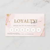 Elegant Monogram Pink Gold Glitter Marble Agate Loyalty Card (Back)