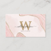Elegant Monogram Pink Gold Glitter Marble Agate Loyalty Card (Front)