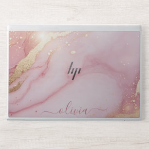 Elegant monogram pink gold Laptop skin