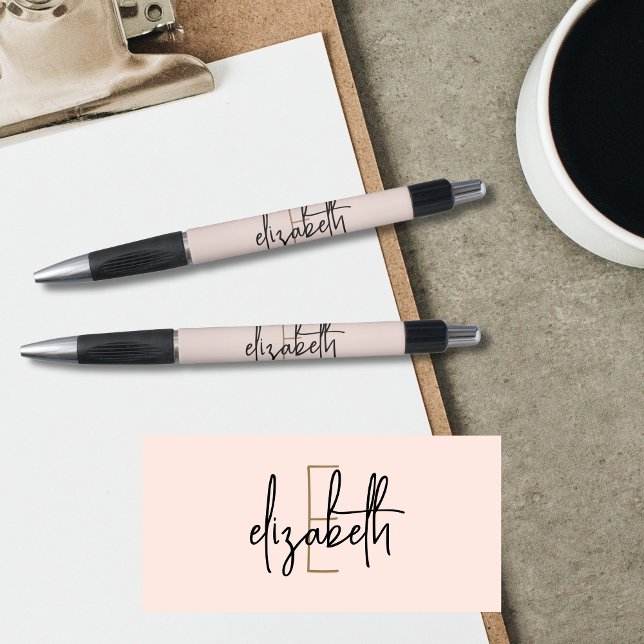 Elegant Monogram Pink Gold Script Pen (Creator Uploaded)