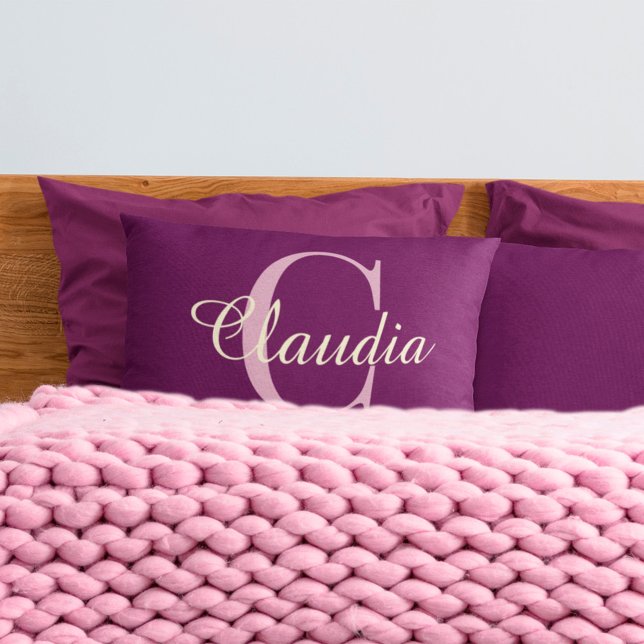 Elegant Monogram Pink Pillow Case (pillowcase with Name in pink)