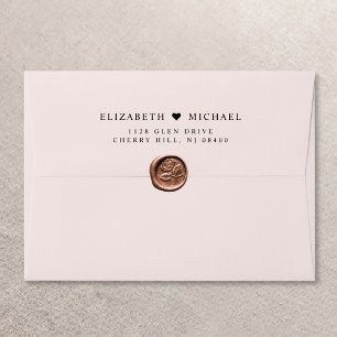 Elegant Monogram Pink Wedding Return Address Envelope