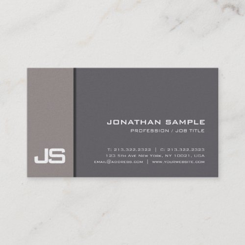 Elegant Monogram Plain Premium Pearl Finish Luxe Business Card