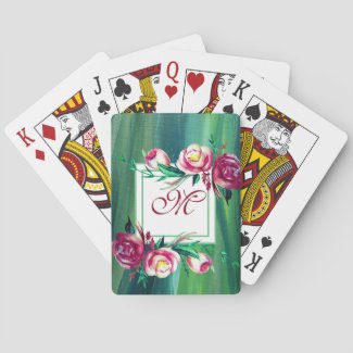Elegant Monogram Playing Cards Flowers