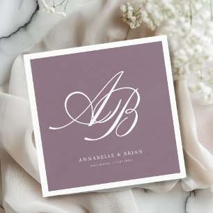 Elegant Monogram Plum Wedding Napkins