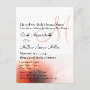 Elegant Monogram Poppy Wedding Invitation Postcard