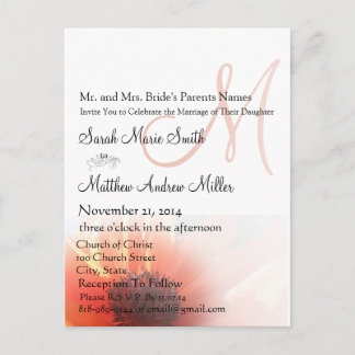 Elegant Monogram Poppy Wedding Invitation Postcard