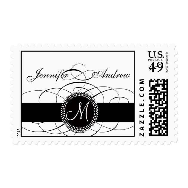 Elegant Monogram Postage Stamp For Weddings Swirls