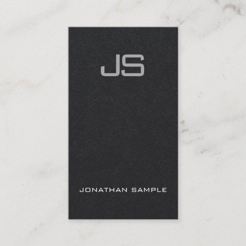 Elegant Monogram Premium Black Unique Vertical Business Card