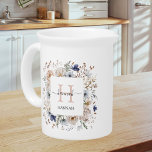 Elegant Monogram Pretty Beige Blue Flowers Floral Beverage Pitcher<br><div class="desc">Introducing our Elegant Monogram Pretty Beige Blue Flowers Floral Giant beverage pitcher. Featuring watercolor illustration of winter blooms and editable texts that can be personalized as your monogram in elegant style. Suitable as gift for the nature and flower lovers.</div>
