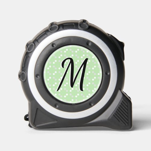 Elegant Monogram Pretty Dots Pattern Pale Green Tape Measure