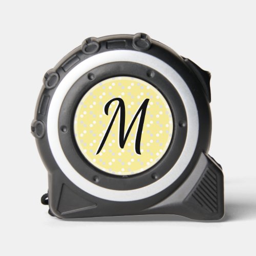 Elegant Monogram Pretty Dots Pattern Pale Yellow Tape Measure