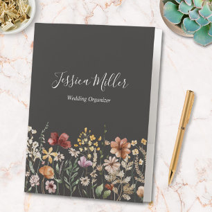 Elegant Monogram Pretty Watercolor Wildflower  Pocket Folder
