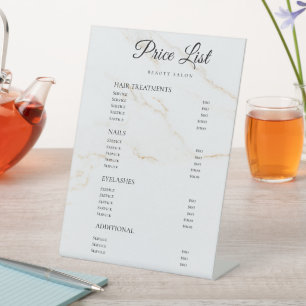 Elegant Monogram price list table top signs