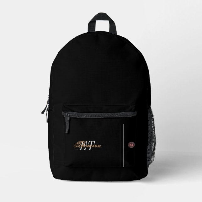 Elegant Monogram Printed Backpack (Front)