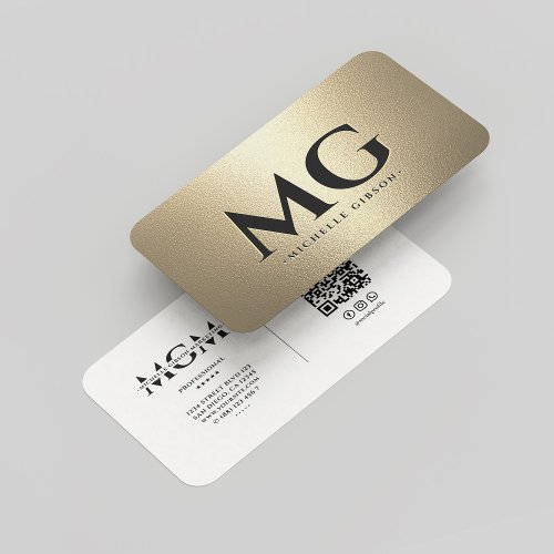Elegant Monogram Professional Gold White Modern Business Card