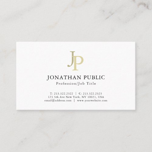 Elegant Monogram Professional Gold White Template Business Card