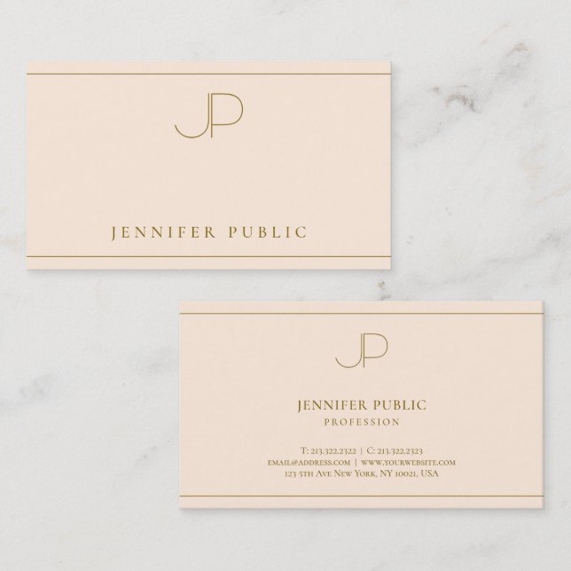 Elegant Monogram Professional Luxury Silk Paper Business Card (Front/Back)