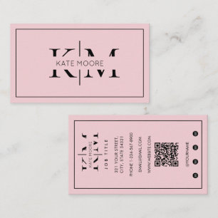 Elegant Monogram Professional Pink Modern Business Card