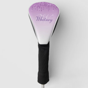 elegant monogram purple glitter golf head cover