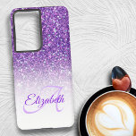 Elegant Monogram Purple Glitter Ombre First Name Samsung Galaxy S21  Case<br><div class="desc">This chic ombre design features a purple glitter background with custom name and initial letter monogram. Personalize the case in the text fields with a name and initial,  remove both or one or click customize to select a font style,  size,  and color you like.</div>