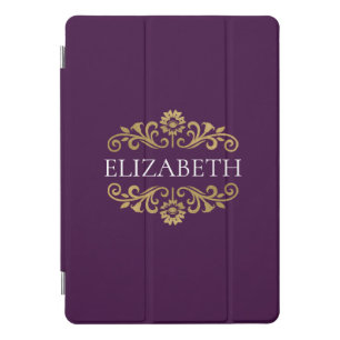 Elegant Monogram purple Gold Chic iPad Pro Cover