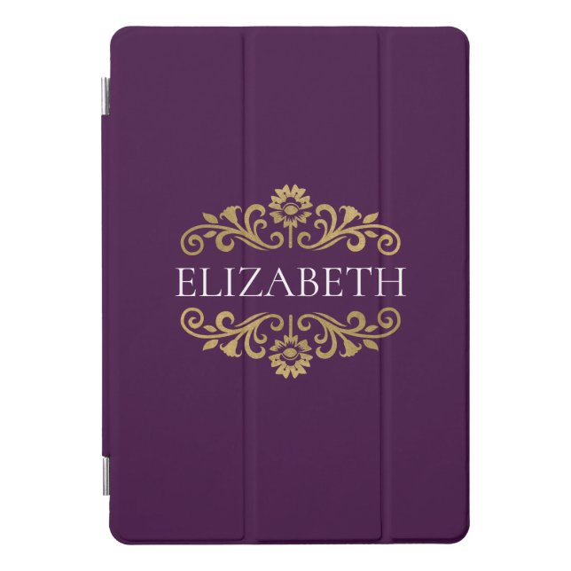 Elegant Monogram purple Gold Chic iPad Pro Cover (Front)