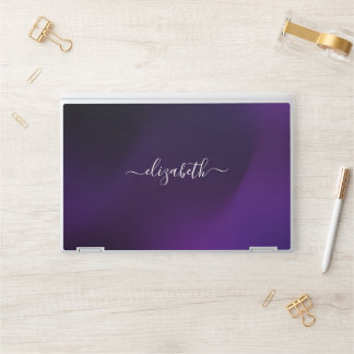 Elegant monogram purple gray foil Laptop skin
