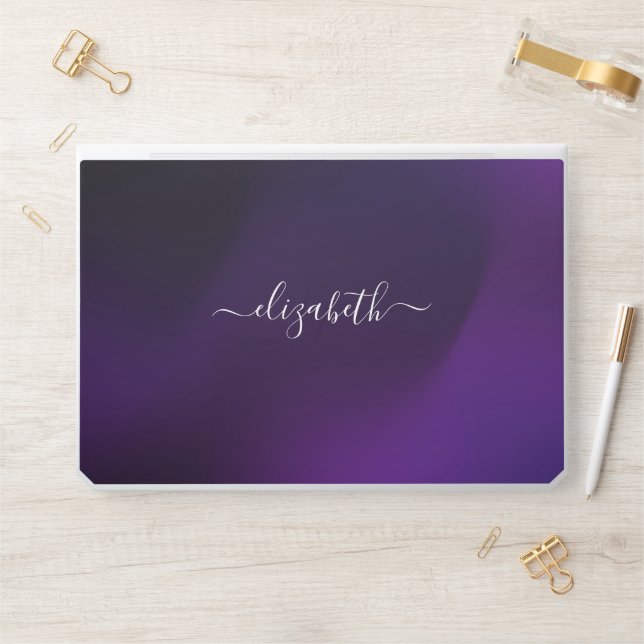 Elegant monogram purple gray foil Laptop skin (Desk)