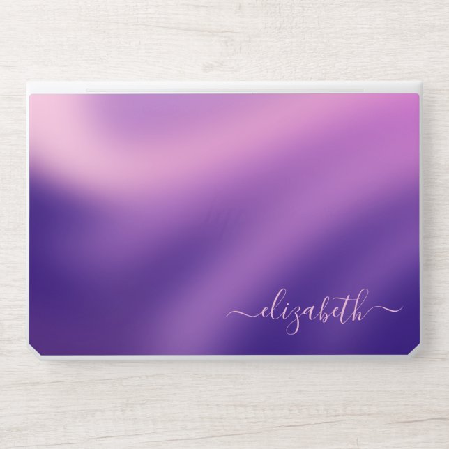 Elegant monogram purple gray foil Laptop skin (Front)