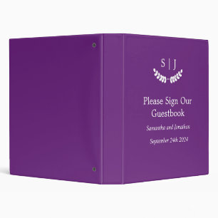 Elegant Monogram Purple Jewel Guest Book 3 Ring Binder