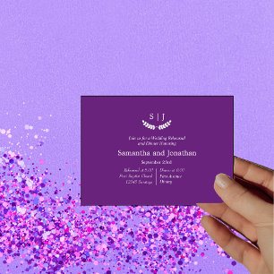 Elegant Monogram Purple Jewel Tone Rehearsal Invitation