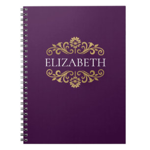 Elegant Monogram Purple Photo Notebook