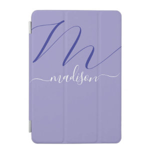 Elegant Monogram Purple Script Office School iPad Mini Cover