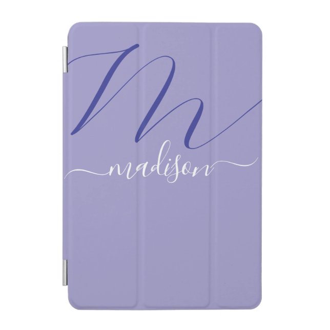 Elegant Monogram Purple Script Office School iPad Mini Cover (Front)