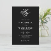 Elegant Monogram QR Code All in One Wedding Invitation (Standing Front)