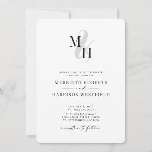 Elegant Monogram QR Code RSVP Minimalist Wedding I Invitation