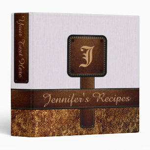 Elegant Monogram Recipe Leather Look #6 Binder