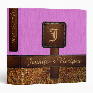 Elegant Monogram Recipe Leather Look #9 3 Ring Binder