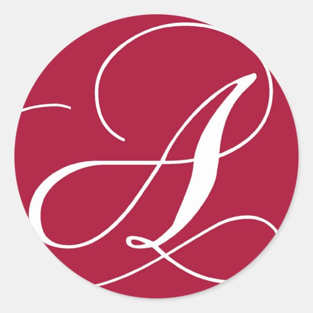 Elegant Monogram Red and White Wedding Sticker (Front)
